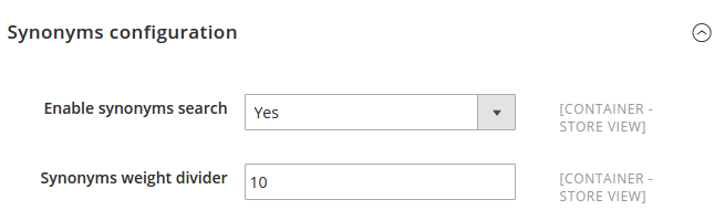 Synonyms configuration