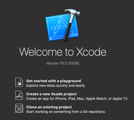 Xcode Startup Dialog