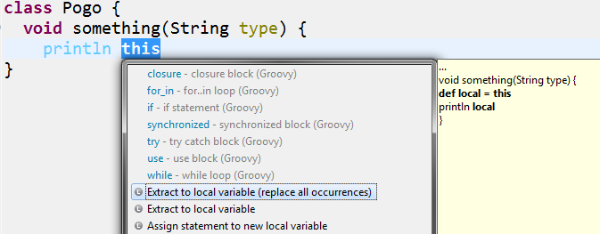 Quick Assist Preview for Extract to local variable