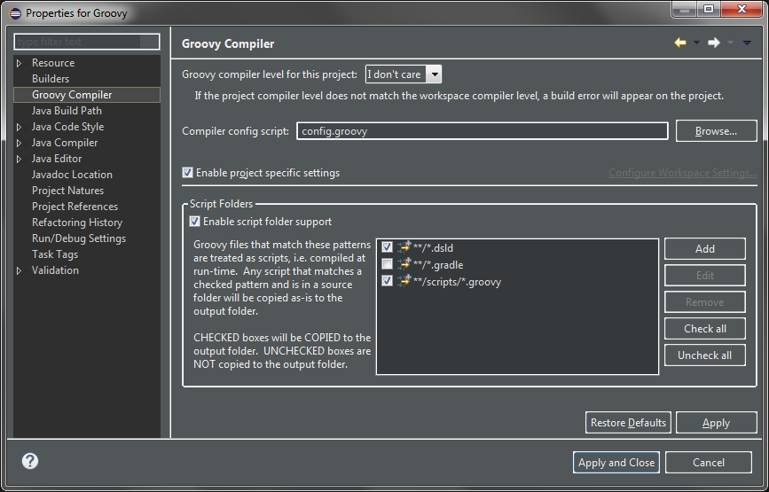 Project Compiler prefs panel